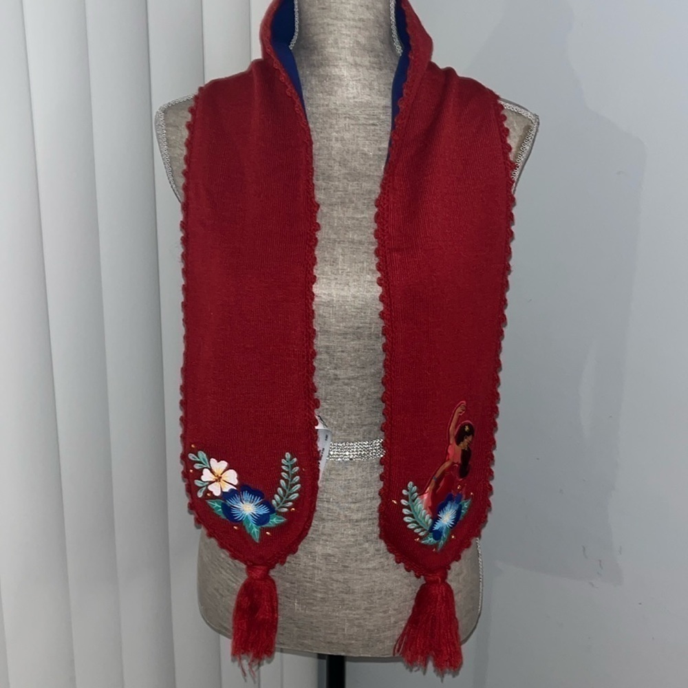 Disney Store Elena Avalor Scarf One Size fit LEngth 52inch width 6inch Red